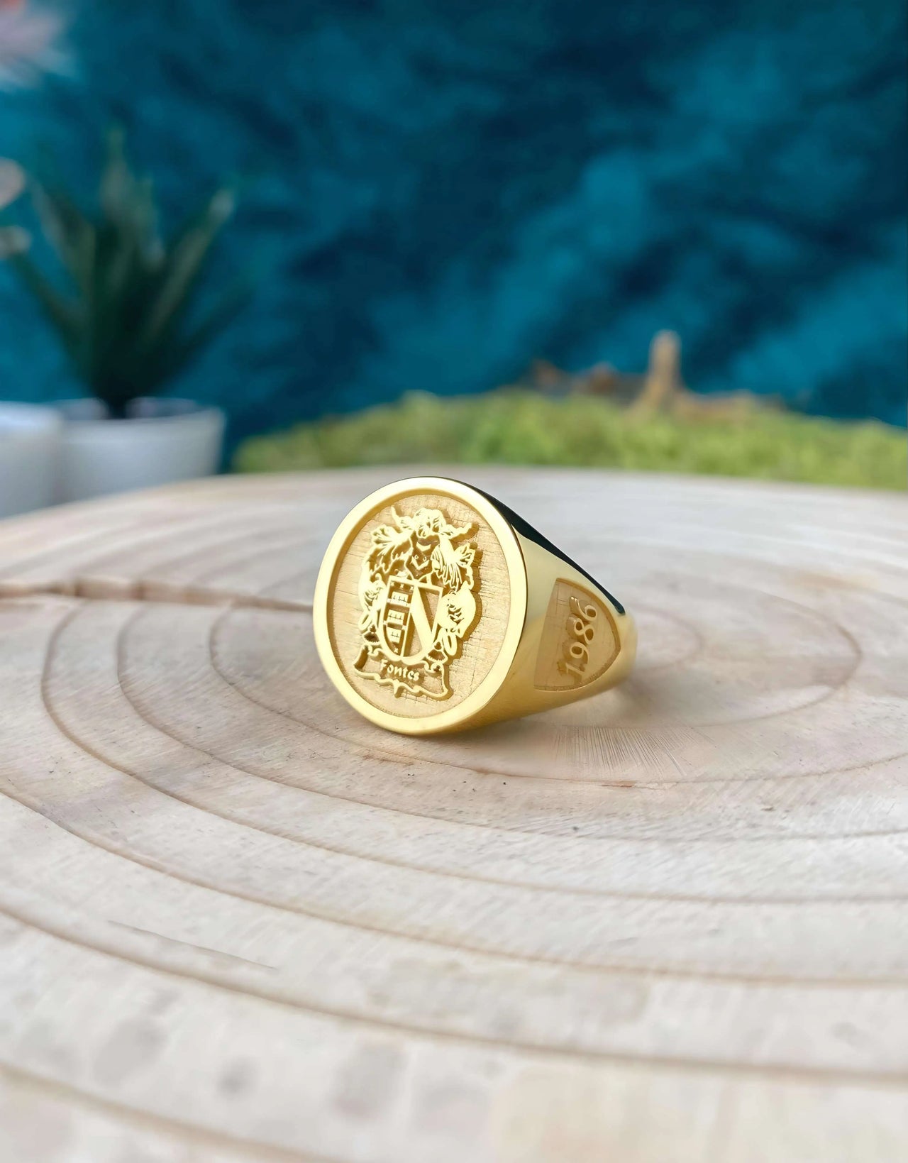 Solid Gold Custom Engraved Signet Ring