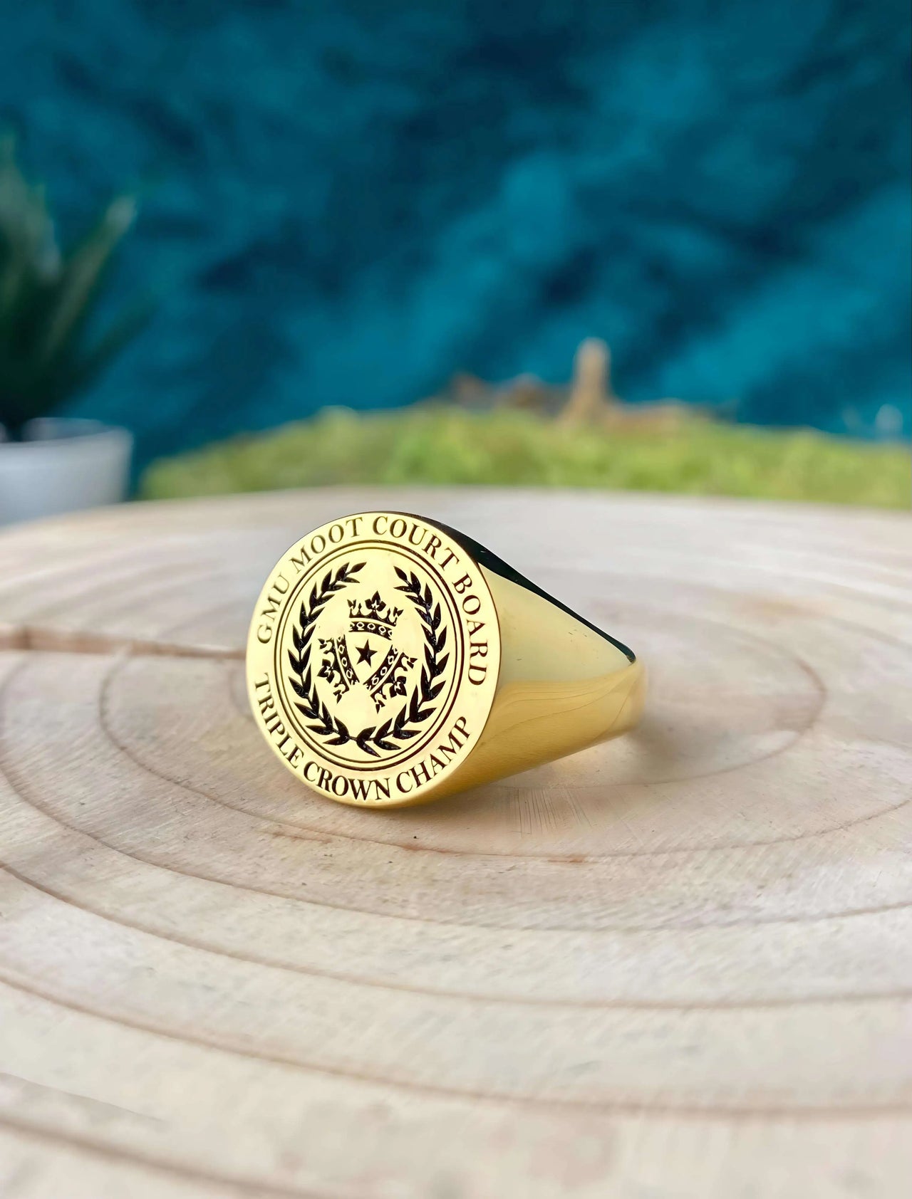 Solid Gold Custom Engraved Signet Ring