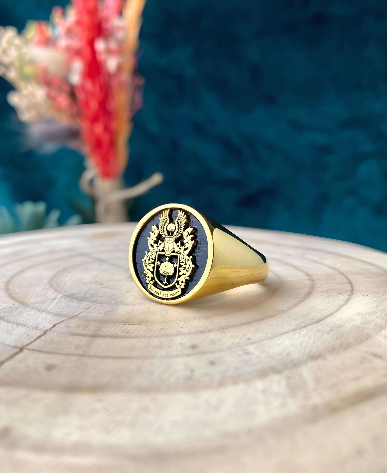 Solid Gold Custom Engraved Signet Ring