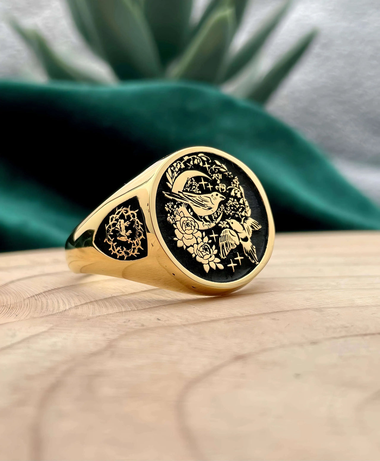 Solid Gold Custom Engraved Signet Ring