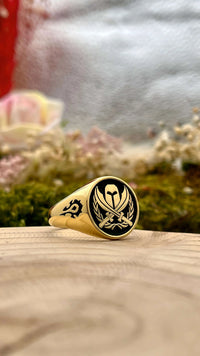 Thumbnail for Solid Gold Custom Engraved Signet Ring