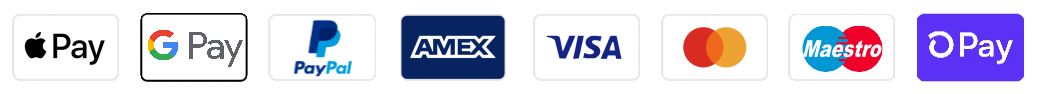 Payment options: Apple Pay, Google Pay, PayPal, American Express, Visa, Mastercard, Maestro, Shop Pay