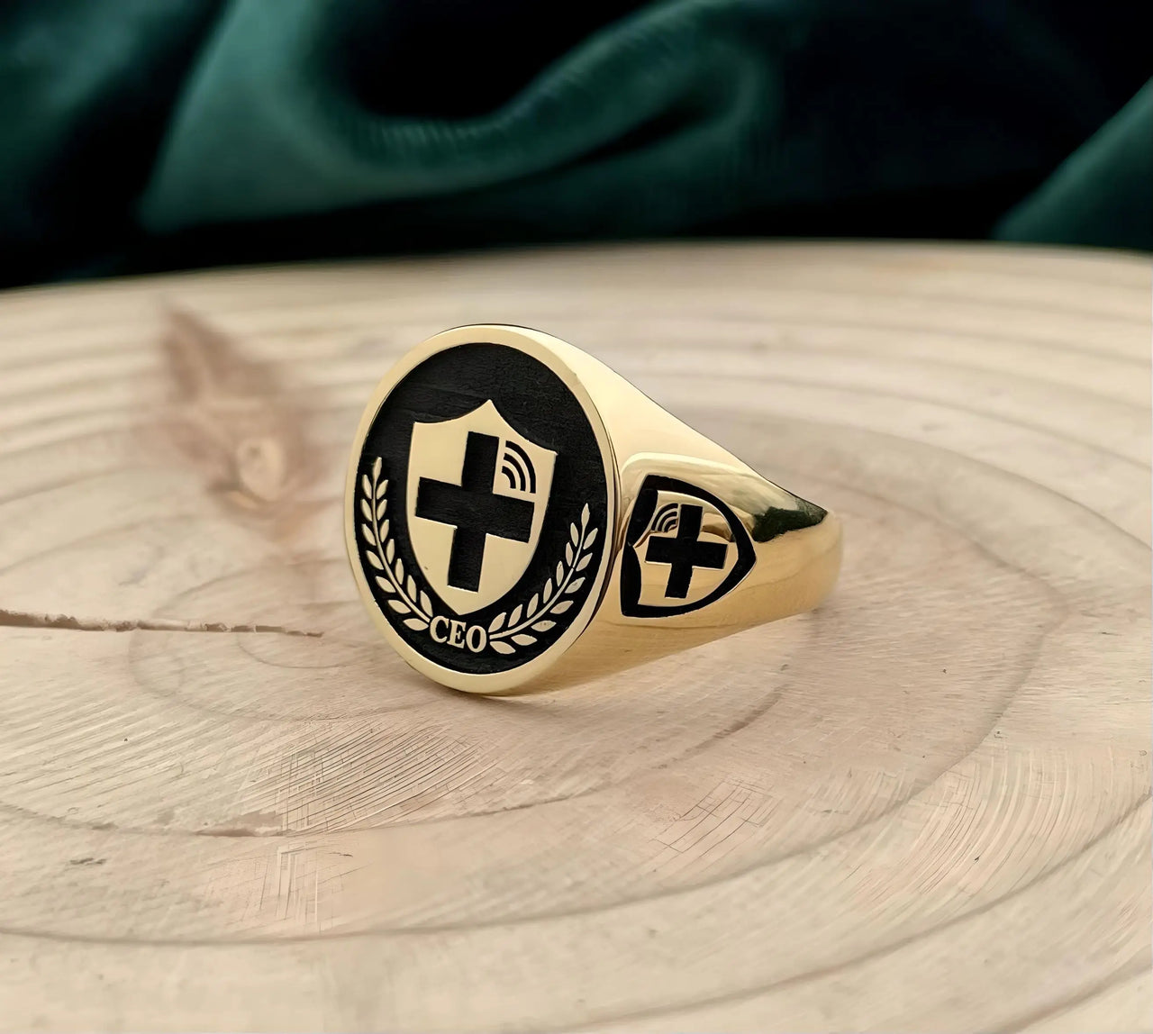 Solid Gold Custom Engraved Signet Ring